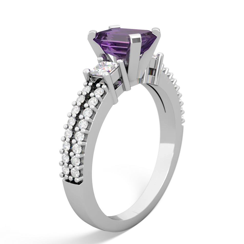 Amethyst Classic 7X5mm Emerald-Cut Engagement 14K White Gold ring R26437EM