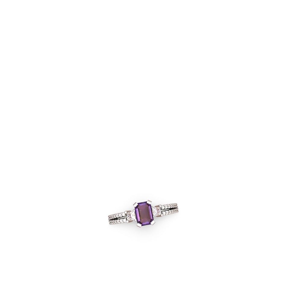 Amethyst Classic 7X5mm Emerald-Cut Engagement 14K White Gold ring R26437EM