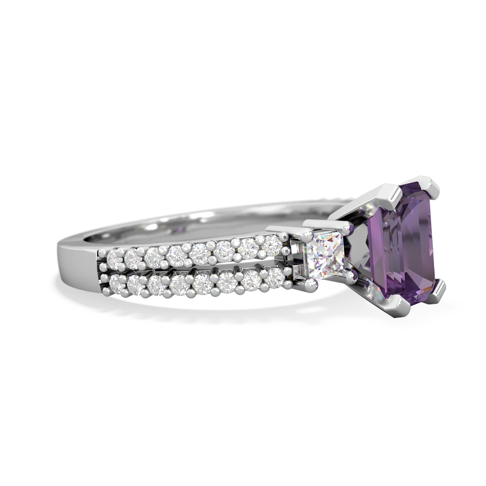 Amethyst Classic 7X5mm Emerald-Cut Engagement 14K White Gold ring R26437EM