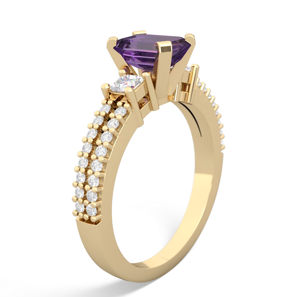 Amethyst Classic 7X5mm Emerald-Cut Engagement 14K Yellow Gold ring R26437EM