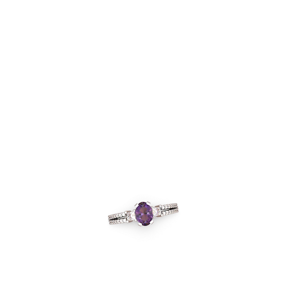 Amethyst Classic 7X5mm Oval Engagement 14K White Gold ring R26437VL