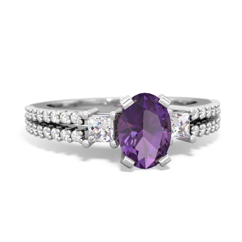 Amethyst Classic 7X5mm Oval Engagement 14K White Gold ring R26437VL