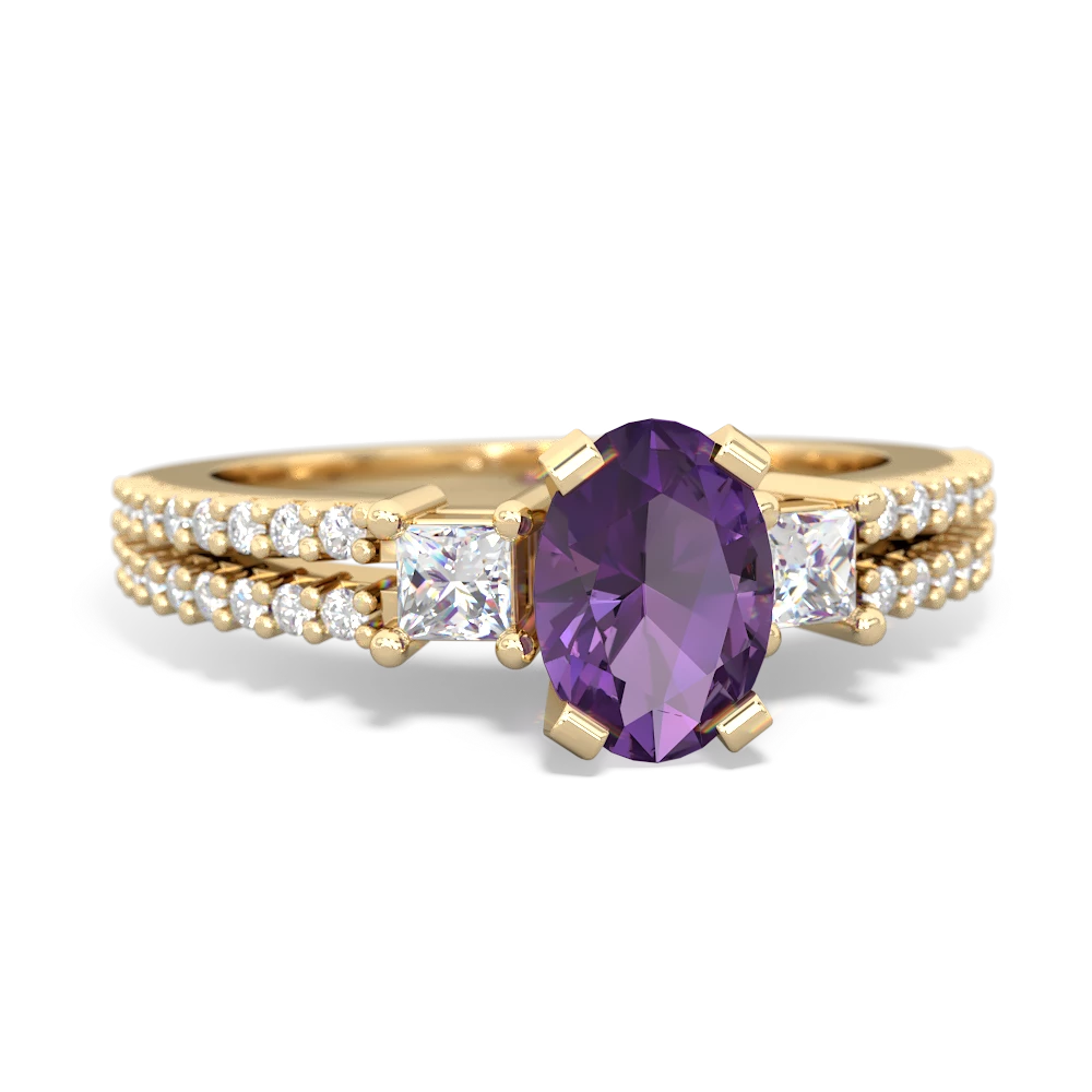 Amethyst Classic 7X5mm Oval Engagement 14K Yellow Gold ring R26437VL