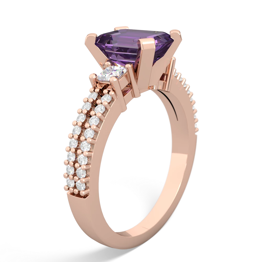 Amethyst Classic 8X6mm Emerald-Cut Engagement 14K Rose Gold ring R26438EM