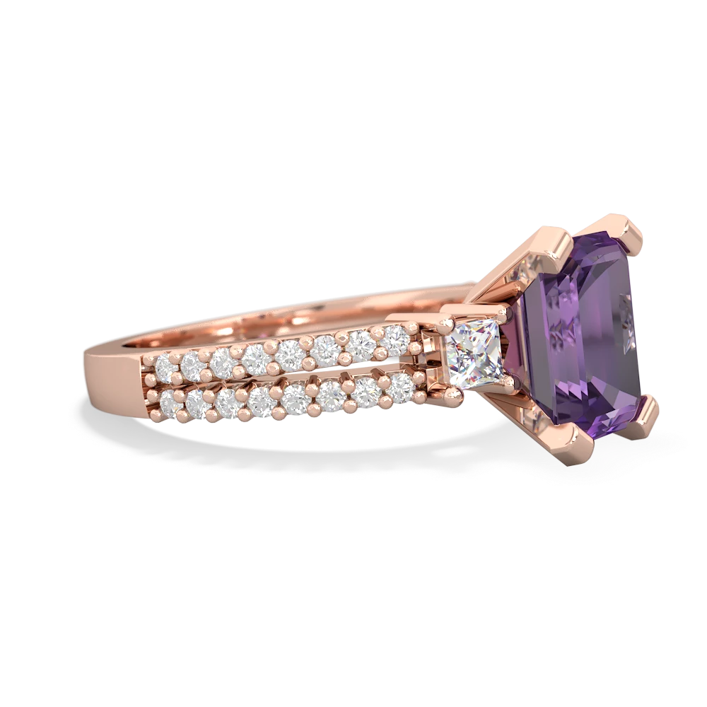 Amethyst Classic 8X6mm Emerald-Cut Engagement 14K Rose Gold ring R26438EM