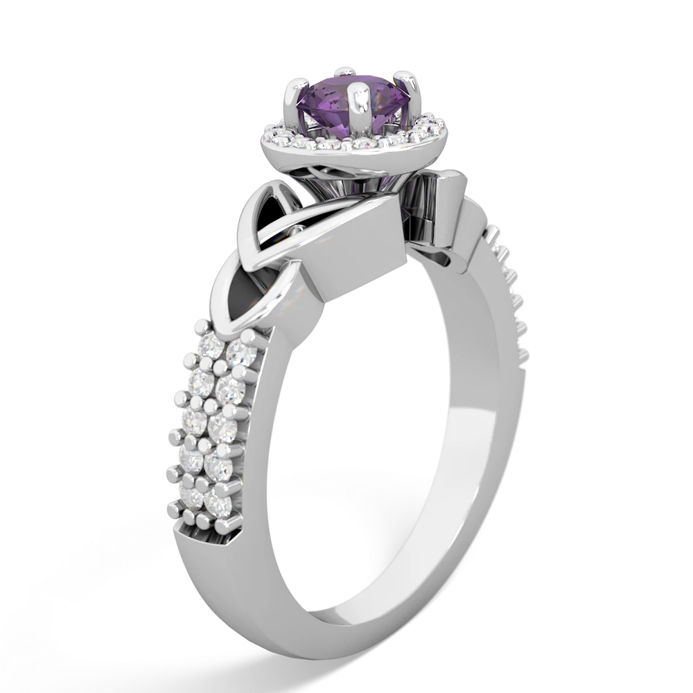 Amethyst Celtic Knot Halo 14K White Gold ring R26445RH