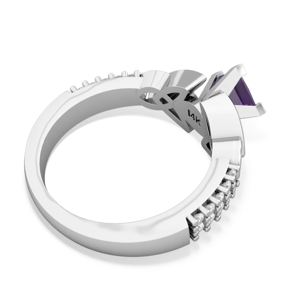 Amethyst Celtic Knot 5Mm Square Engagement 14K White Gold ring R26445SQ