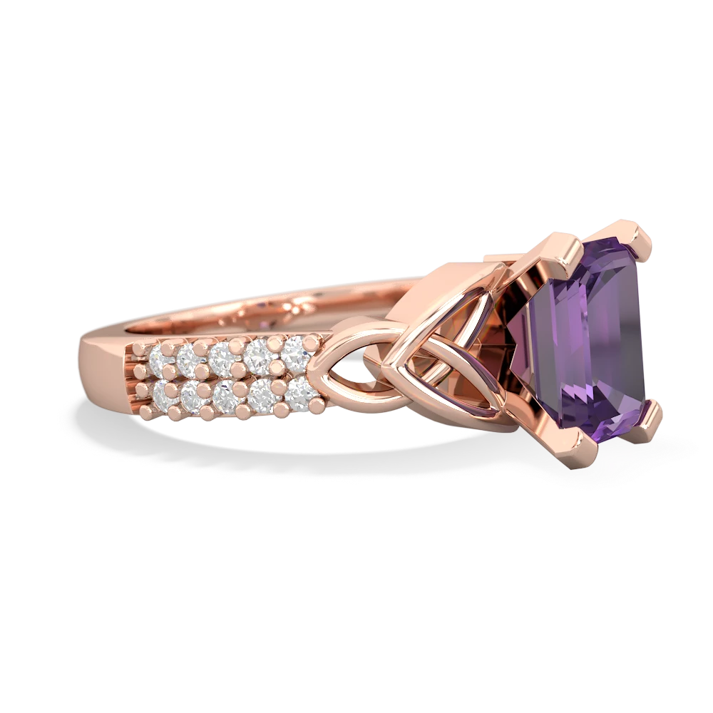 Amethyst Celtic Knot 8X6 Emerald-Cut Engagement 14K Rose Gold ring R26448EM