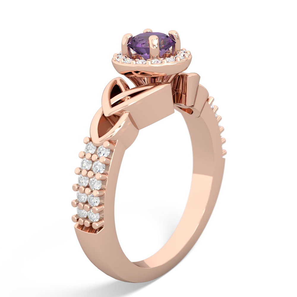 Amethyst Celtic Knot Halo 14K Rose Gold ring R26445RH