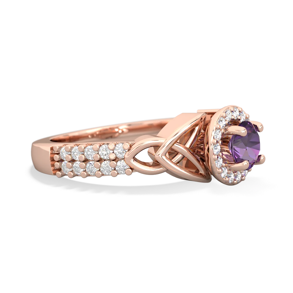 Amethyst Celtic Knot Halo 14K Rose Gold ring R26445RH