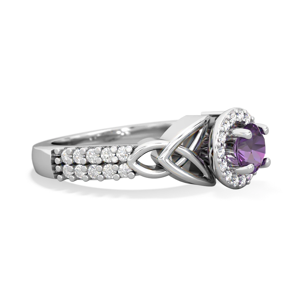 Amethyst Celtic Knot Halo 14K White Gold ring R26445RH