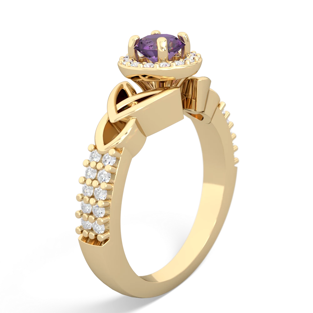 Amethyst Celtic Knot Halo 14K Yellow Gold ring R26445RH