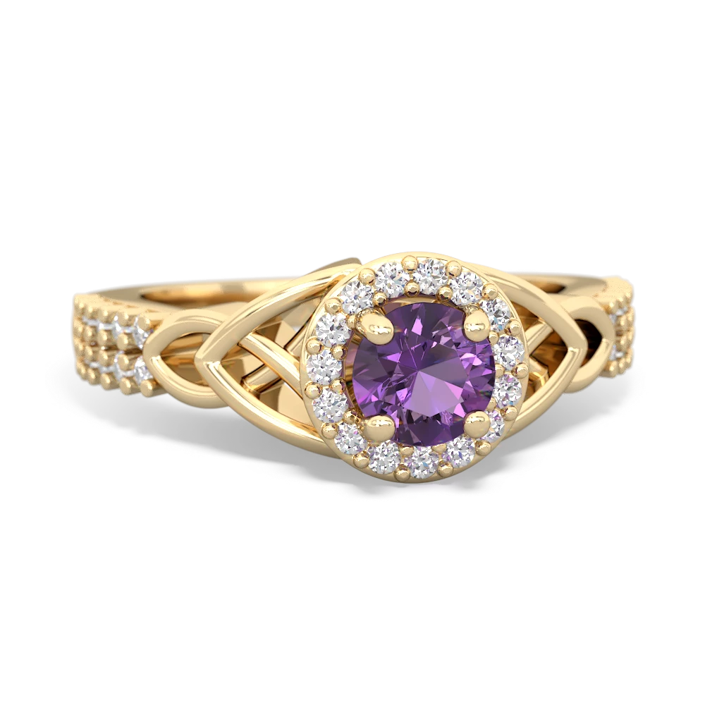 Amethyst Celtic Knot Halo 14K Yellow Gold ring R26445RH