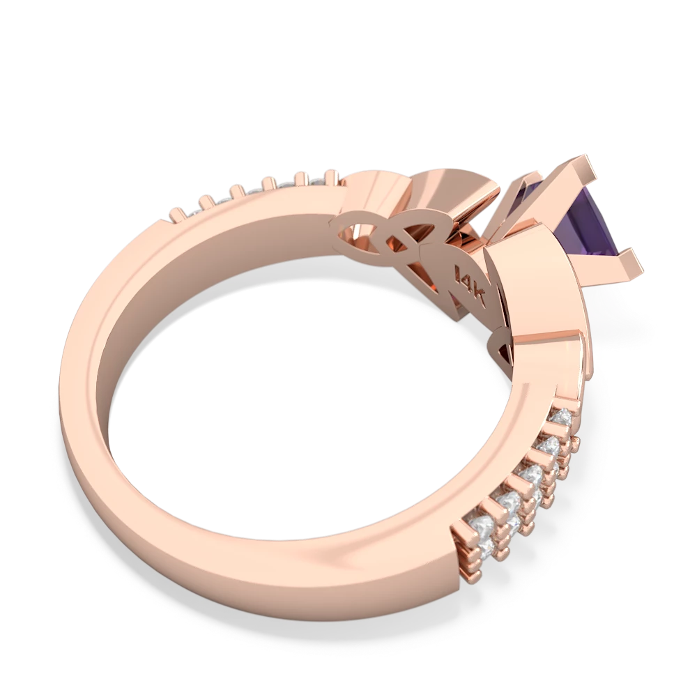 Amethyst Celtic Knot 5Mm Square Engagement 14K Rose Gold ring R26445SQ