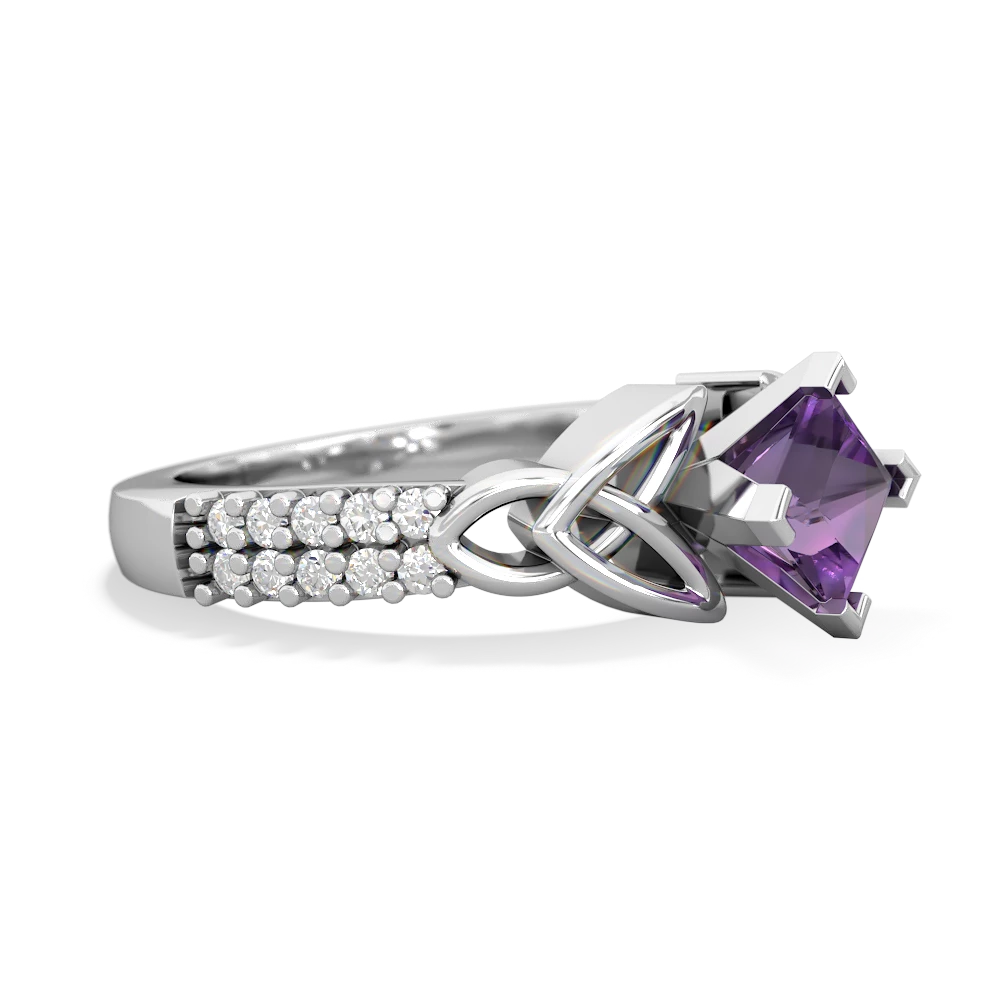 Amethyst Celtic Knot 5Mm Square Engagement 14K White Gold ring R26445SQ