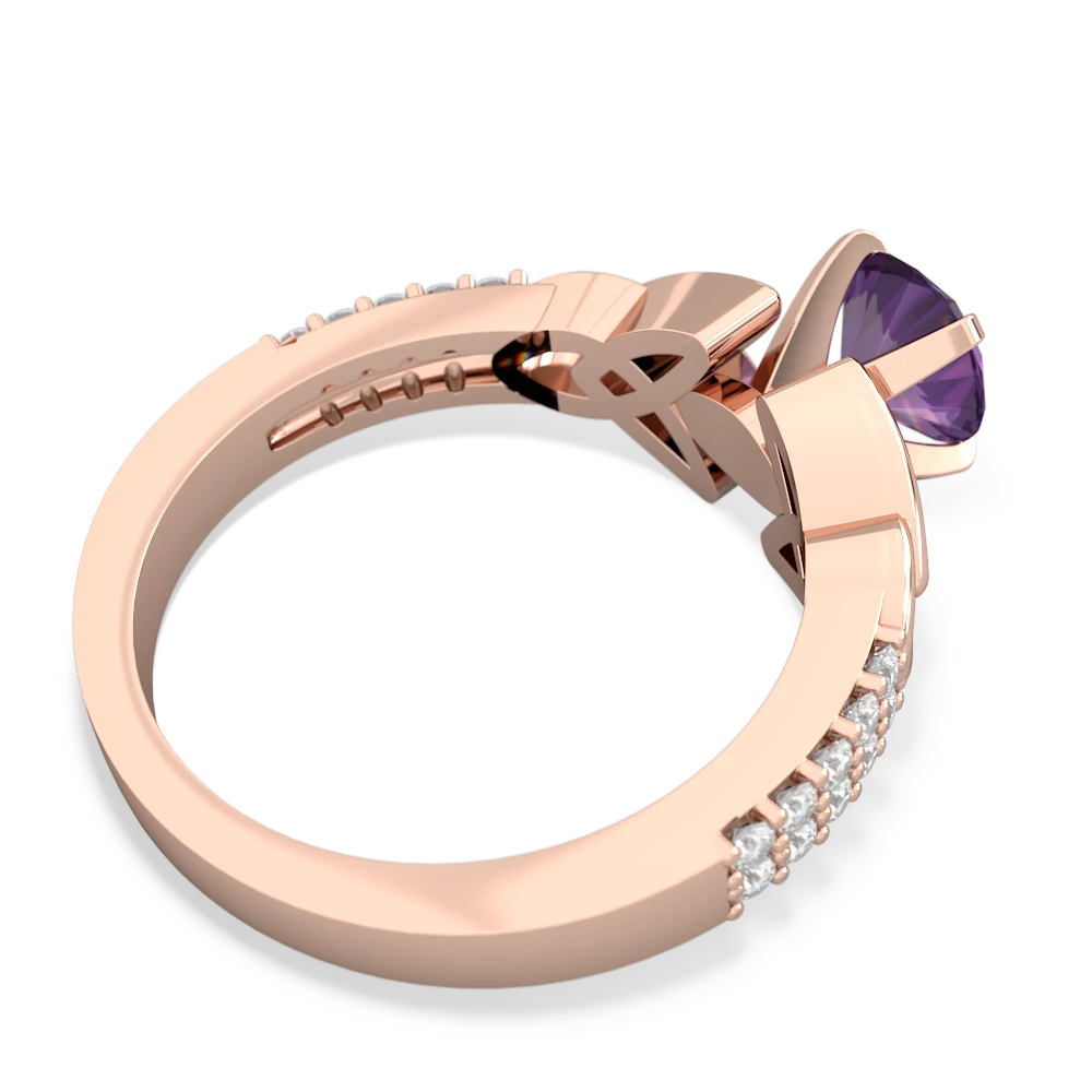 Amethyst Celtic Knot 6Mm Round Engagement 14K Rose Gold ring R26446RD