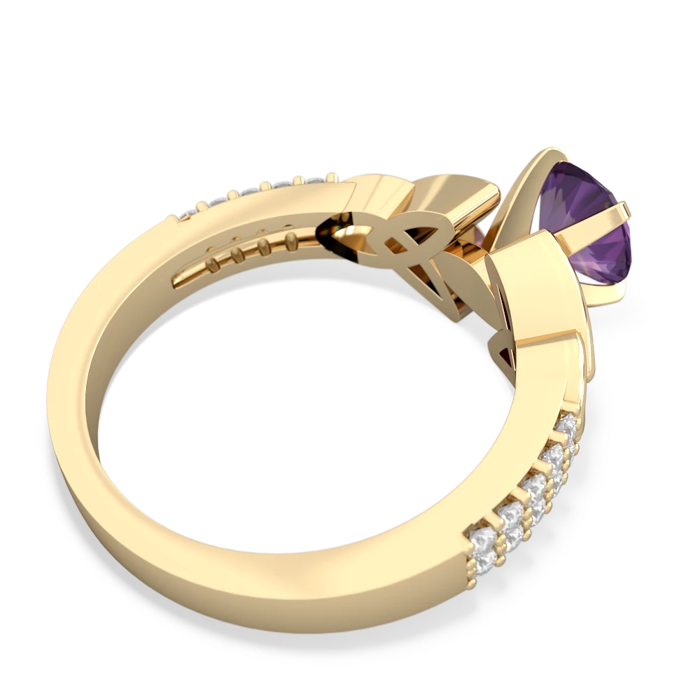 Amethyst Celtic Knot 6Mm Round Engagement 14K Yellow Gold ring R26446RD