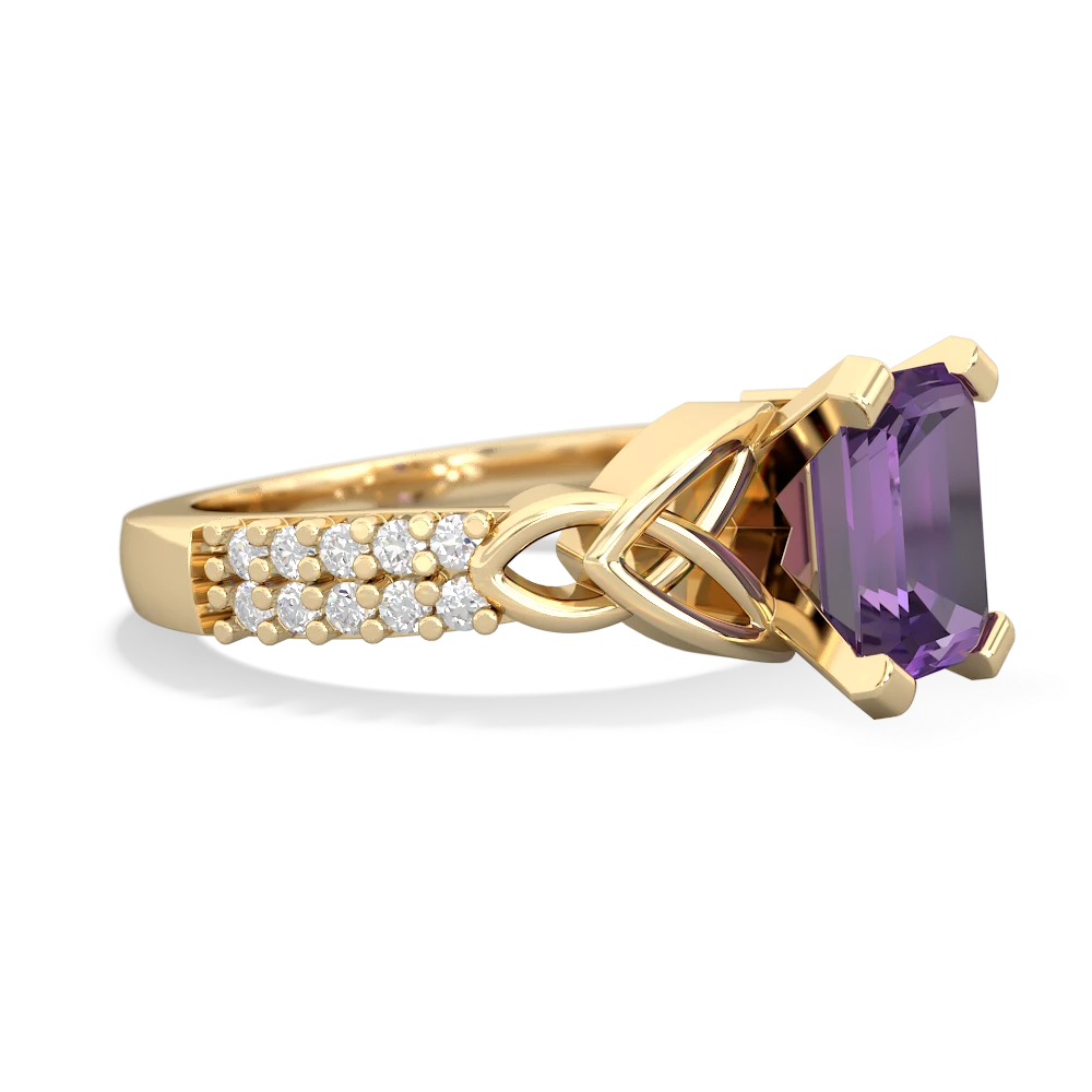 Amethyst Celtic Knot 8X6 Emerald-Cut Engagement 14K Yellow Gold ring R26448EM