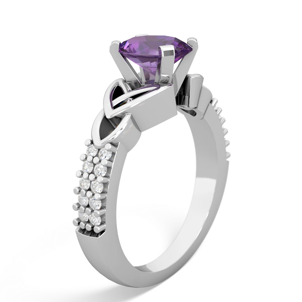 Amethyst Celtic Knot 8X6 Oval Engagement 14K White Gold ring R26448VL