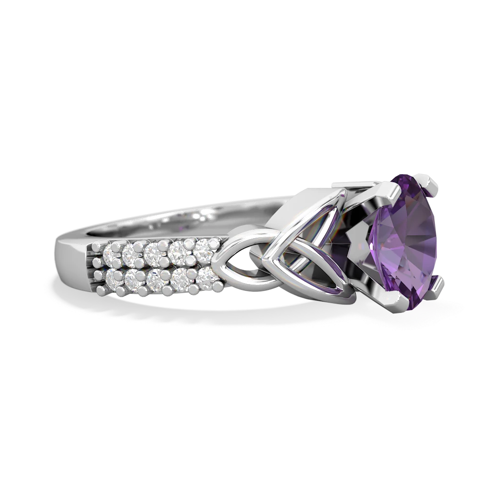 Amethyst Celtic Knot 8X6 Oval Engagement 14K White Gold ring R26448VL