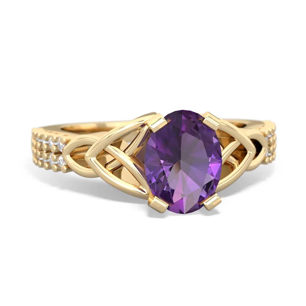 Amethyst Celtic Knot 8X6 Oval Engagement 14K Yellow Gold ring R26448VL