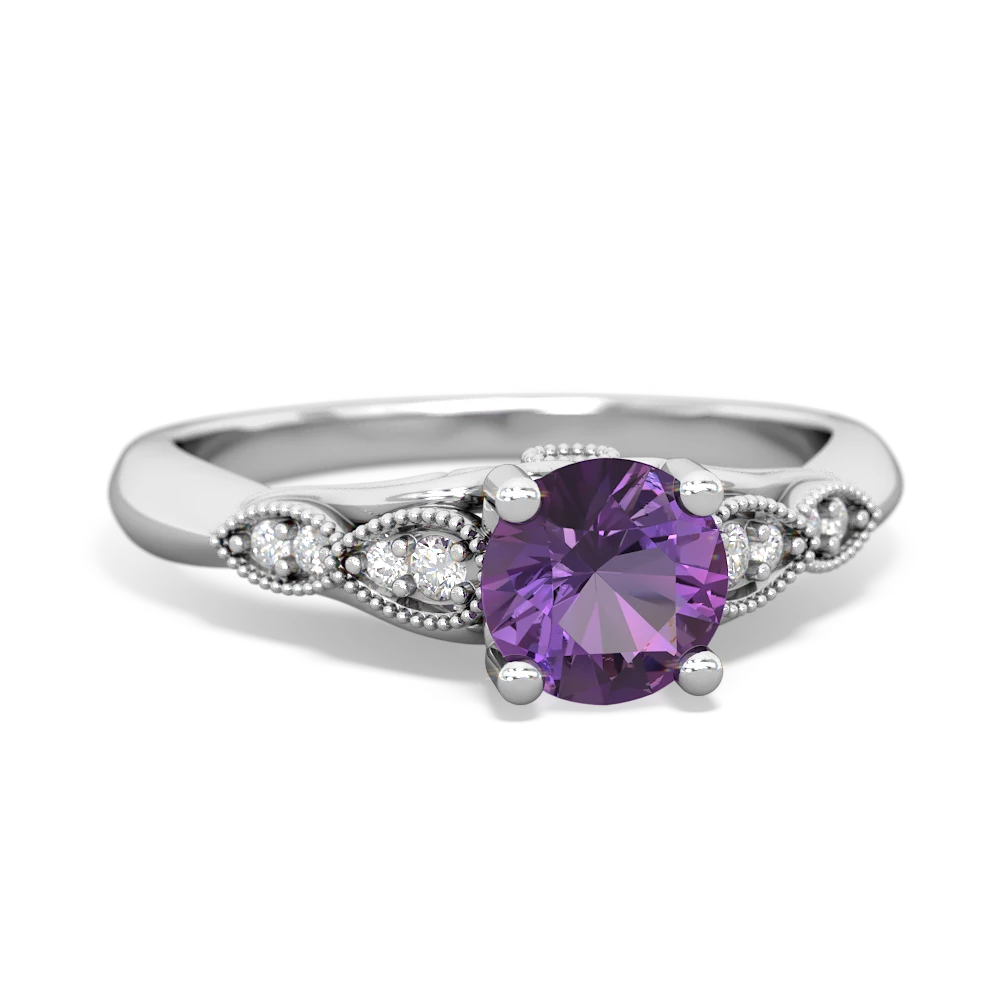 Amethyst Antique Elegance 14K White Gold ring R3100