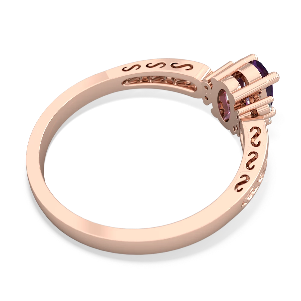 Amethyst Filligree Scroll Oval 14K Rose Gold ring R0812