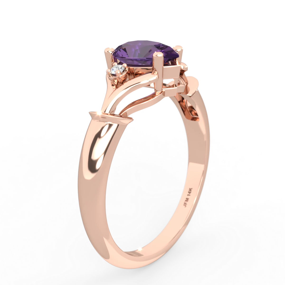 Amethyst Precious Pear 14K Rose Gold ring R0826