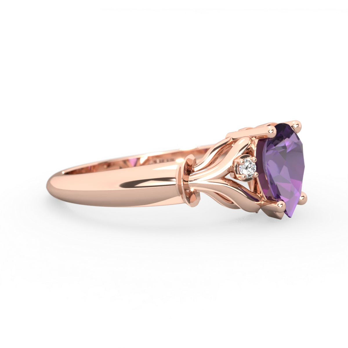 Amethyst Precious Pear 14K Rose Gold ring R0826