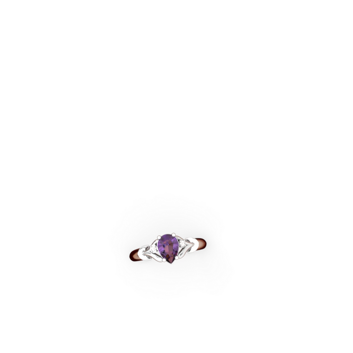Amethyst Precious Pear 14K White Gold ring R0826
