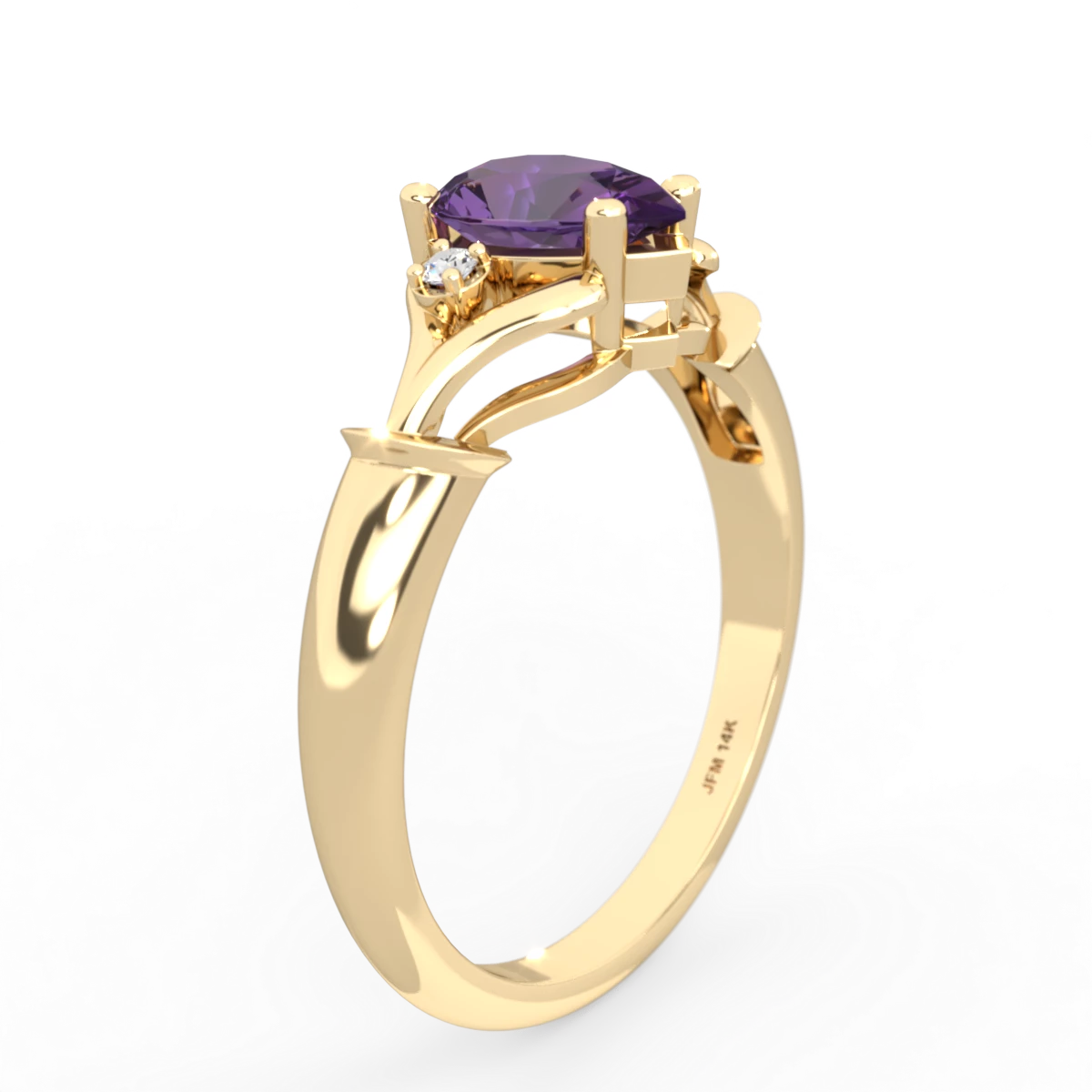 Amethyst Precious Pear 14K Yellow Gold ring R0826