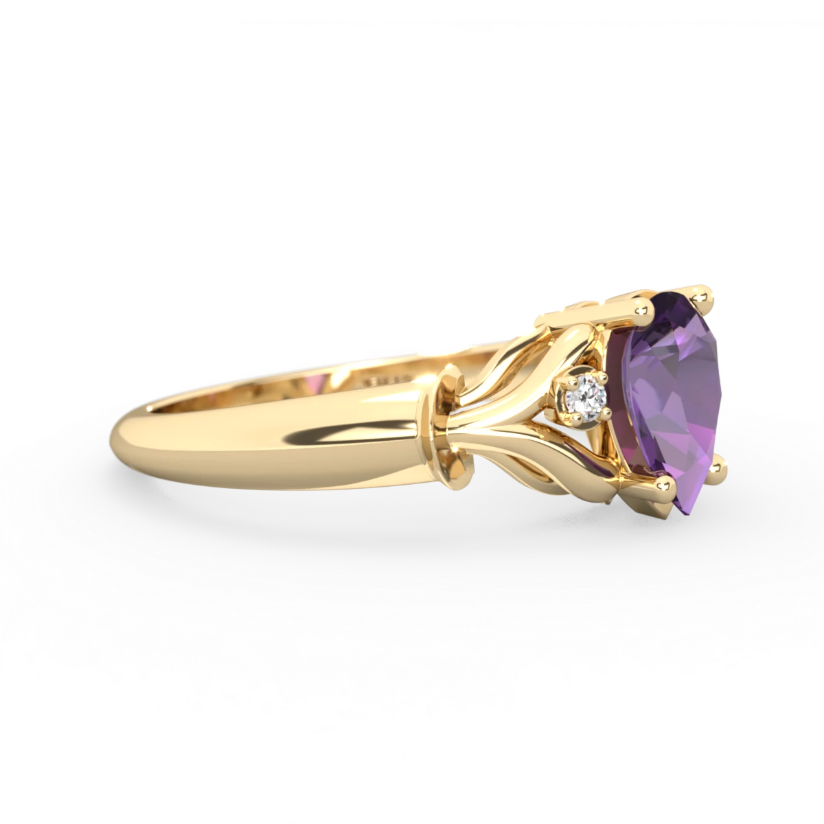 Amethyst Precious Pear 14K Yellow Gold ring R0826