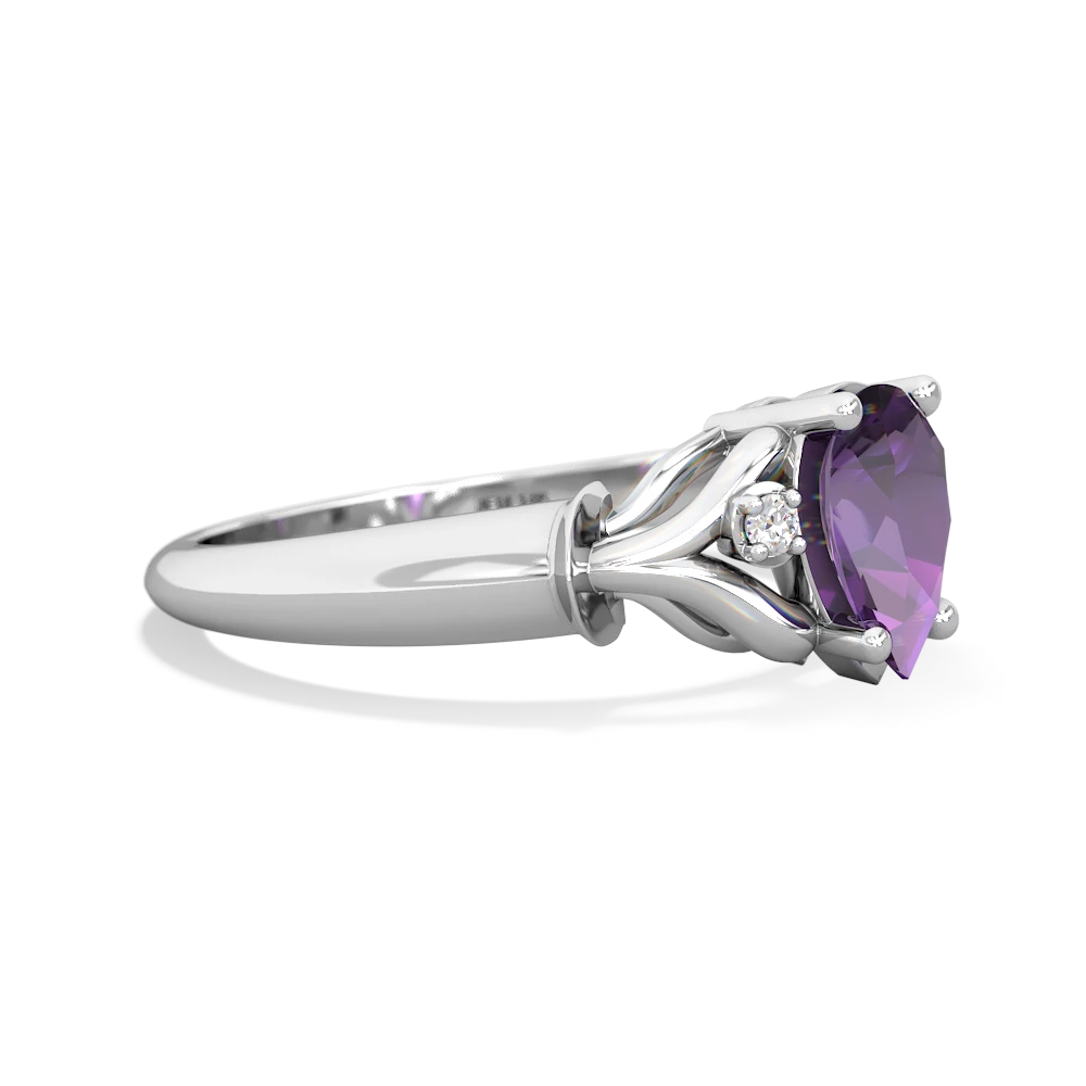 Amethyst Precious Pear 14K White Gold ring R0826