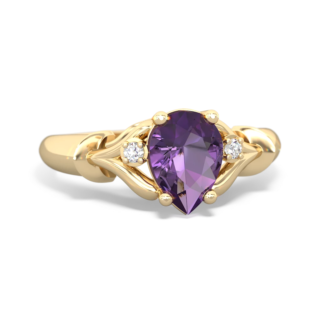 Amethyst Precious Pear 14K Yellow Gold ring R0826