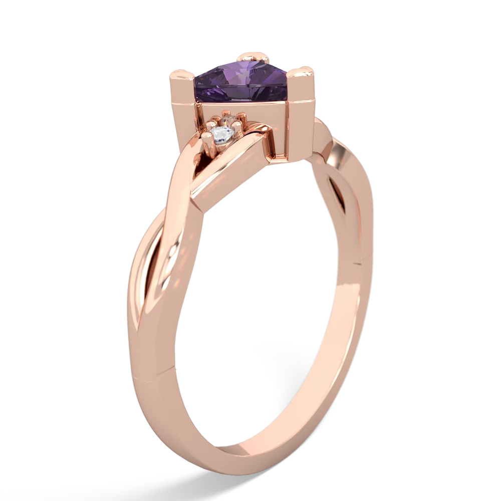 Amethyst Trillion Twist 14K Rose Gold ring R2104