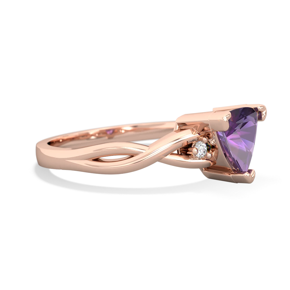 Amethyst Trillion Twist 14K Rose Gold ring R2104