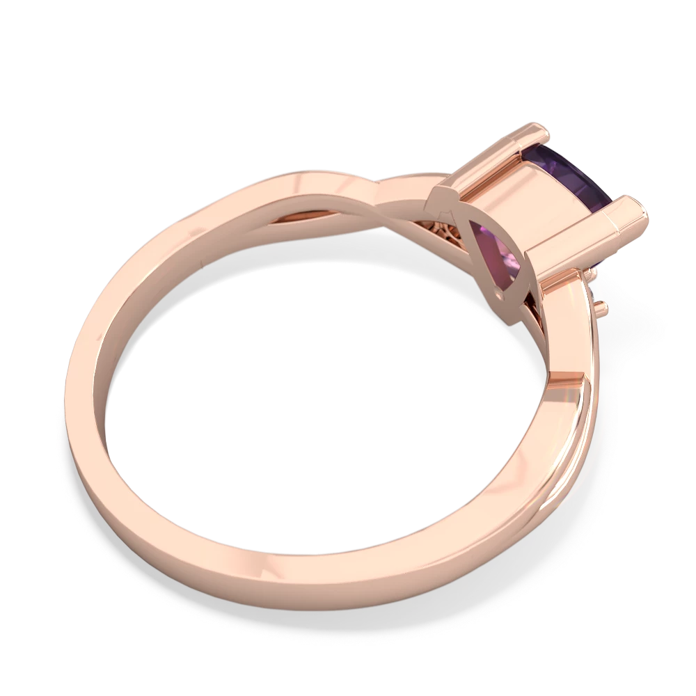 Amethyst Trillion Twist 14K Rose Gold ring R2104