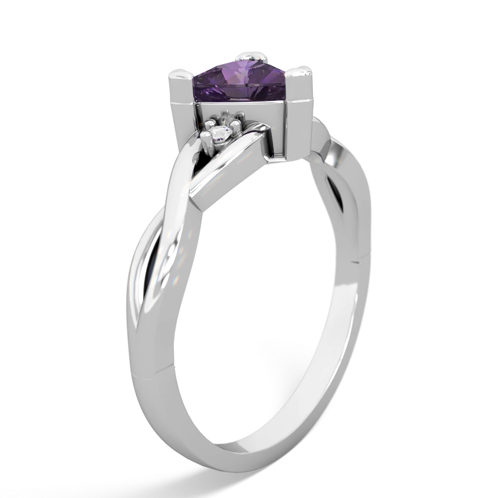 Amethyst Trillion Twist 14K White Gold ring R2104