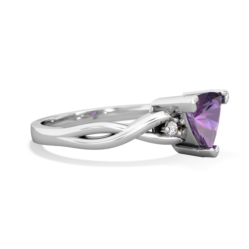 Amethyst Trillion Twist 14K White Gold ring R2104