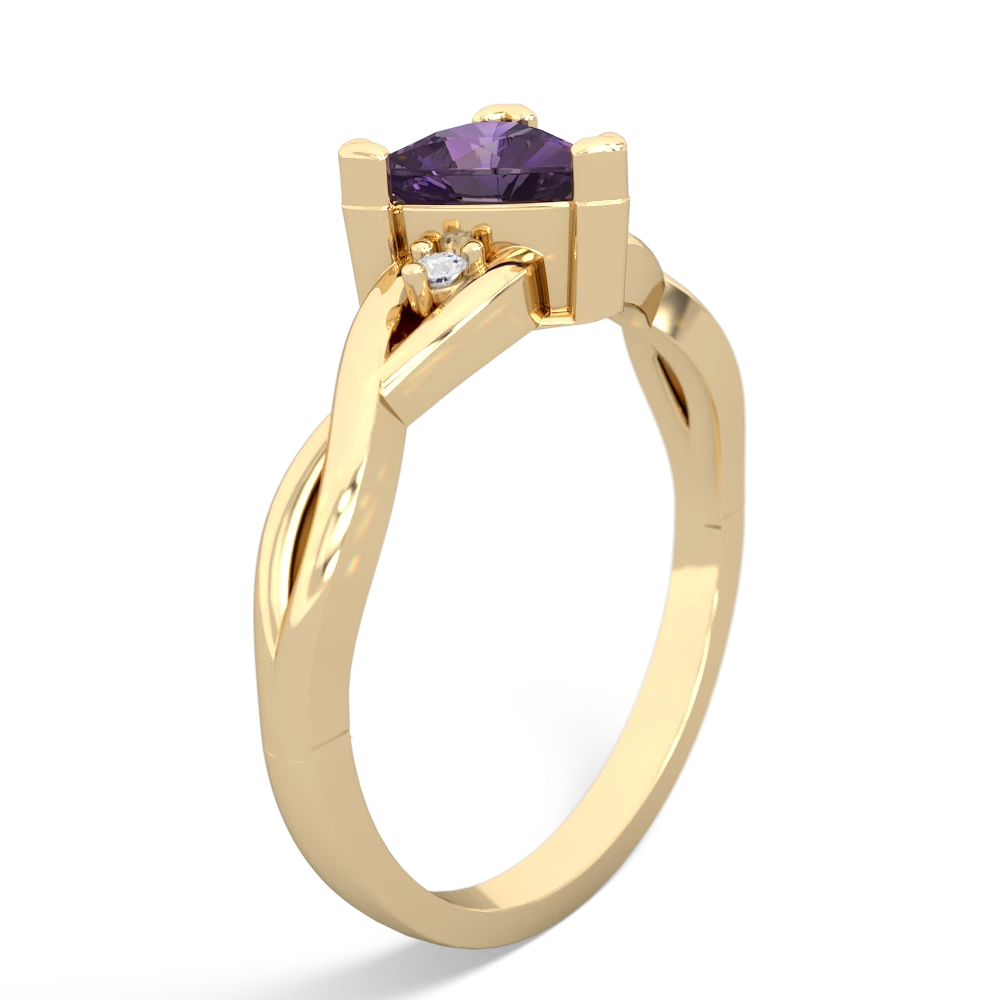 Amethyst Trillion Twist 14K Yellow Gold ring R2104