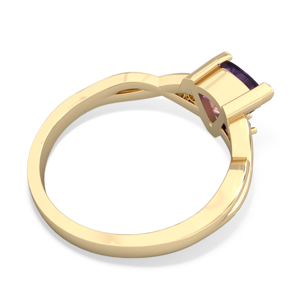 Amethyst Trillion Twist 14K Yellow Gold ring R2104