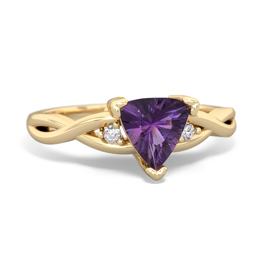 Amethyst Trillion Twist 14K Yellow Gold ring R2104