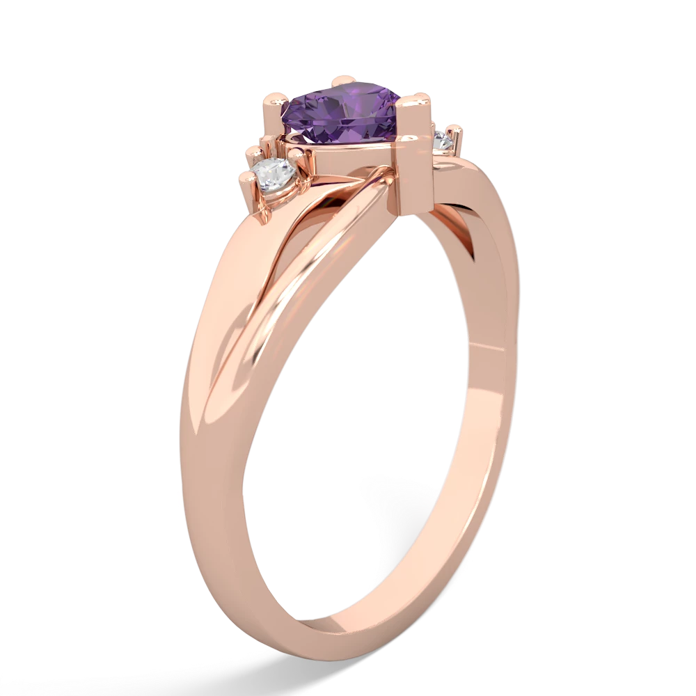 Amethyst Split Band Swirl 14K Rose Gold ring R2130