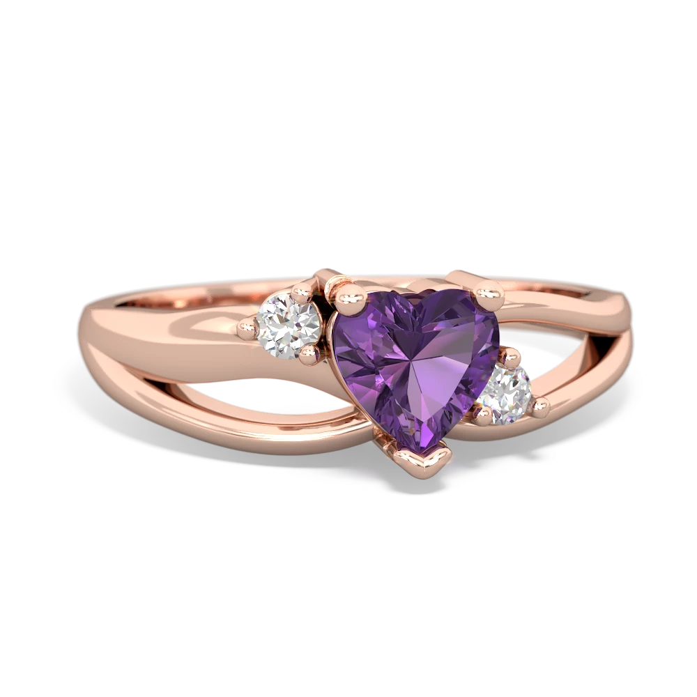 Amethyst Split Band Swirl 14K Rose Gold ring R2130