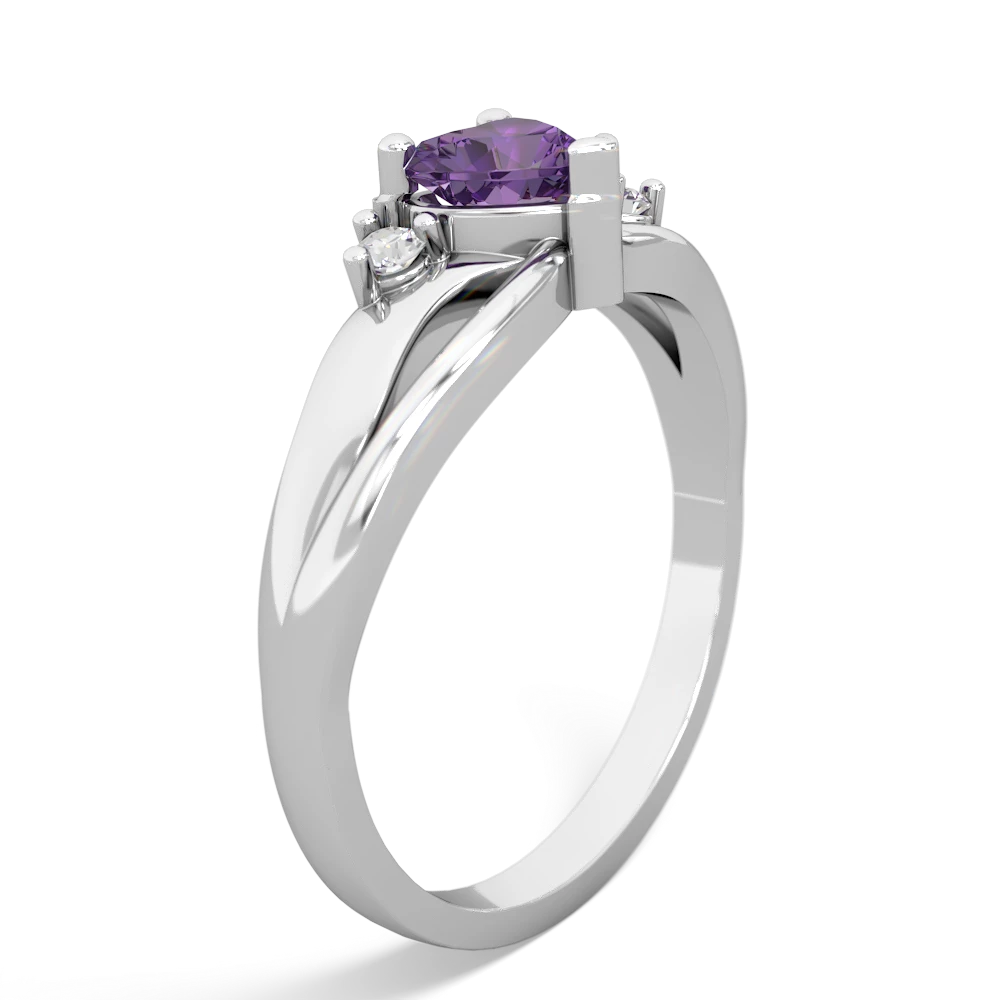 Amethyst Split Band Swirl 14K White Gold ring R2130