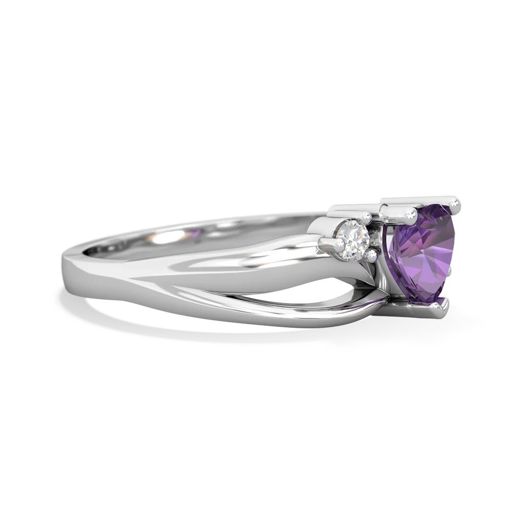 Amethyst Split Band Swirl 14K White Gold ring R2130