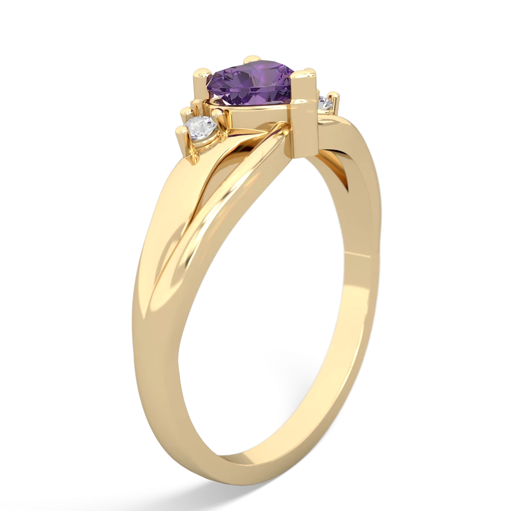 Amethyst Split Band Swirl 14K Yellow Gold ring R2130