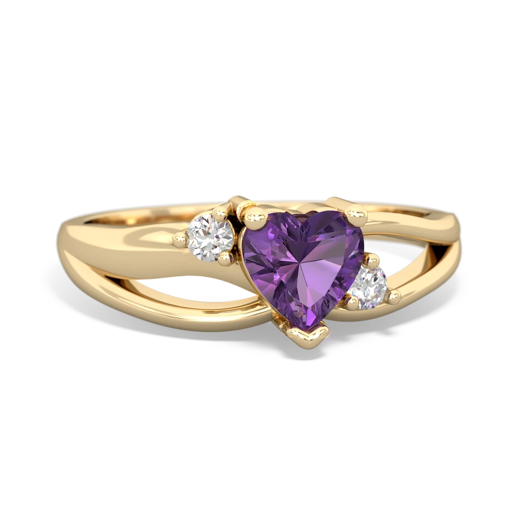 Amethyst Split Band Swirl 14K Yellow Gold ring R2130