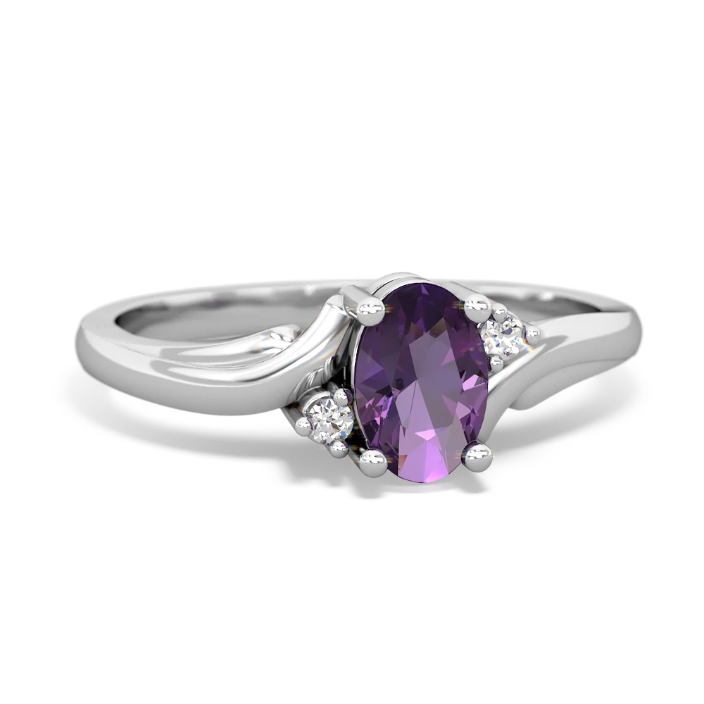 Amethyst Elegant Swirl 14K White Gold ring R2173