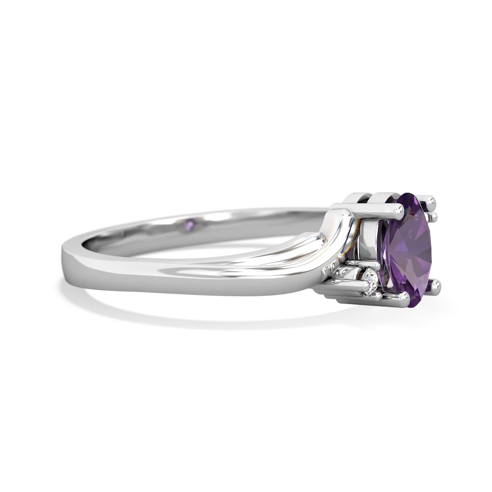 Amethyst Elegant Swirl 14K White Gold ring R2173